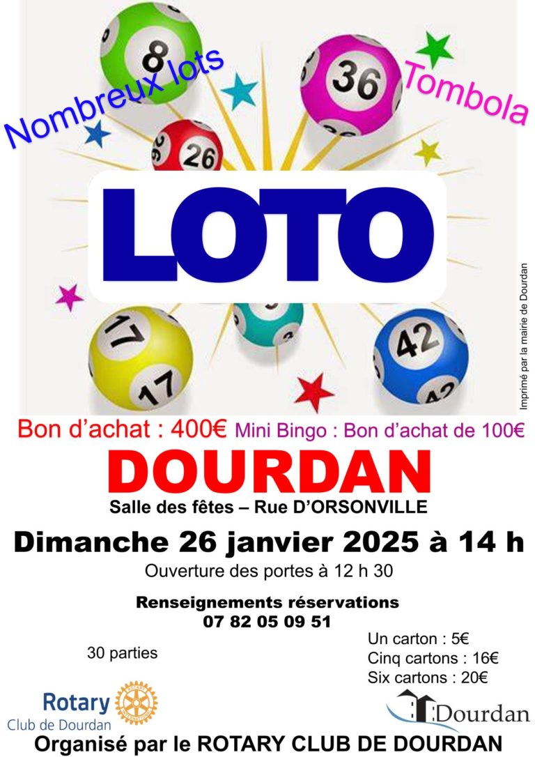 Loto à Dourdan le 26 janvier 2025 La Forêt Le Roi